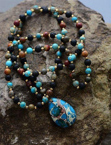 Ocean Whales Labradorite Onyx Amazonite Pendant Necklace-Your Soul Place